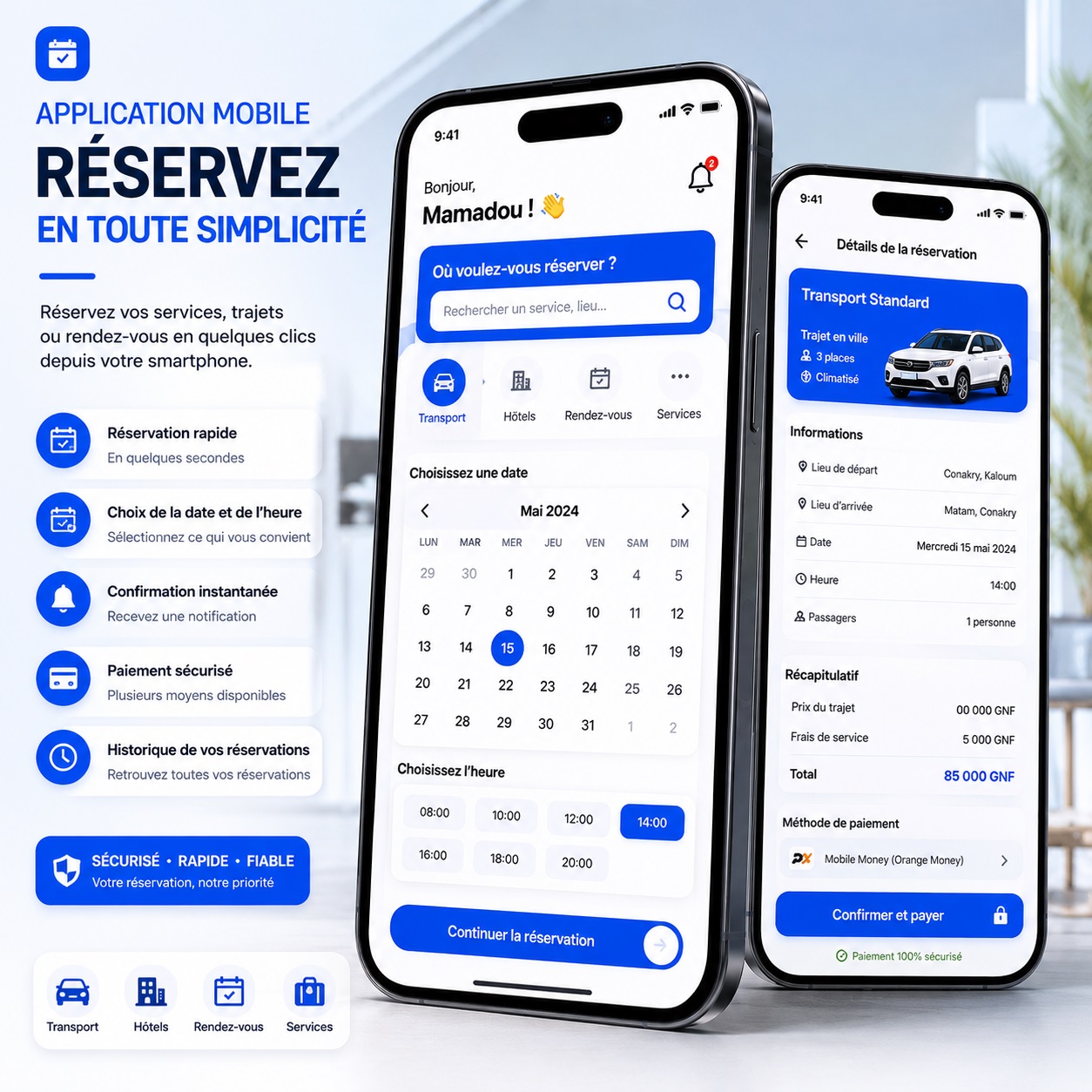 Creation d'application mobile de reservation en Guinee