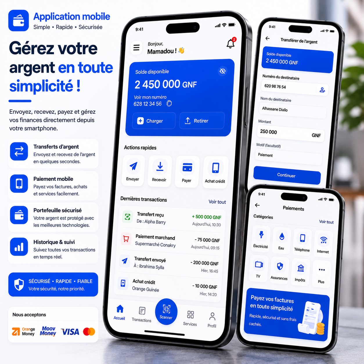 Creation d'application mobile financiere en Guinee